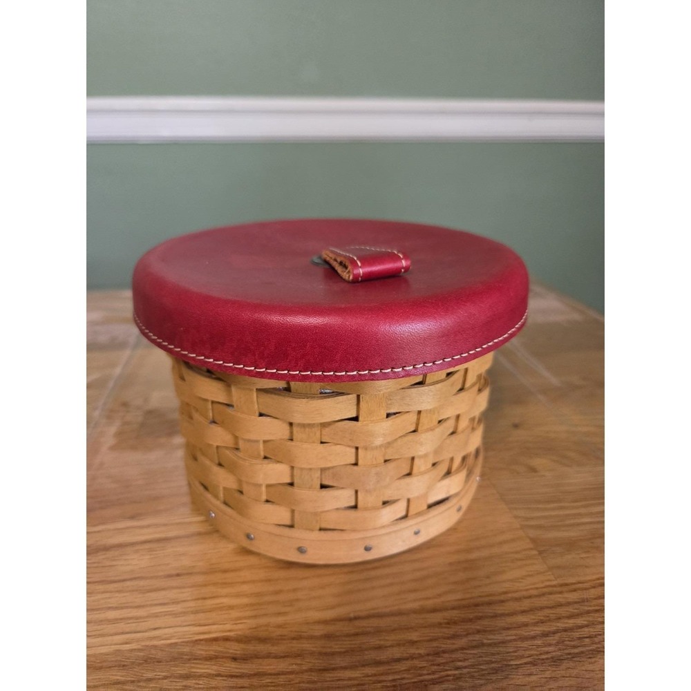 LONGABERGER 2004 Mother's Day Essentials Basket Red Leather Lid Liner Protectors